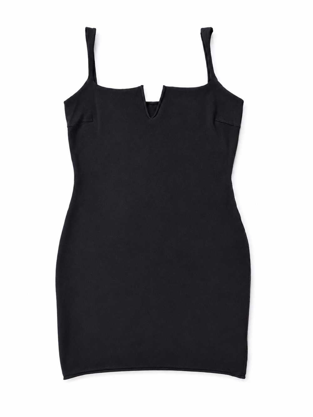 SKIMS Black Mini Bodycon Dress with V-Notch Neckline
